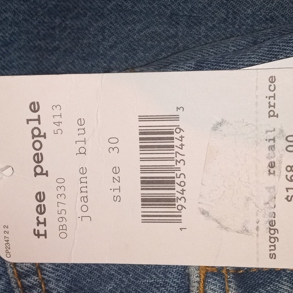 Free People wide leg patch work jeans aka Joanna blue - Picture 6 of 6